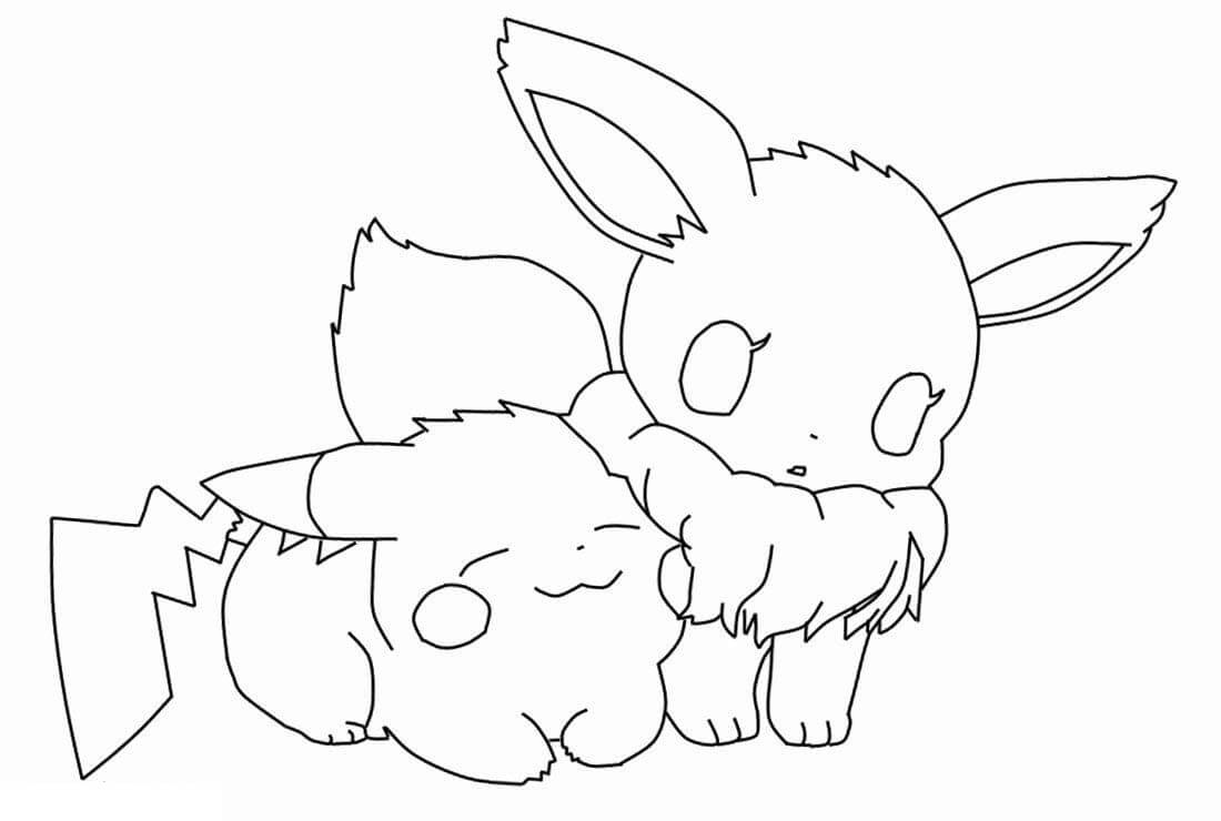 Tô màu Pikachu và Eevee