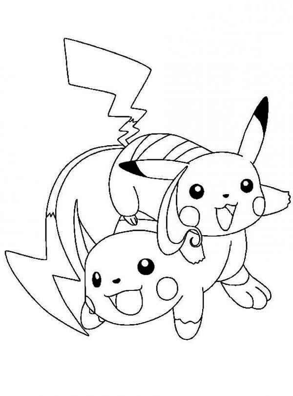 Tô màu Raichu và Pikachu