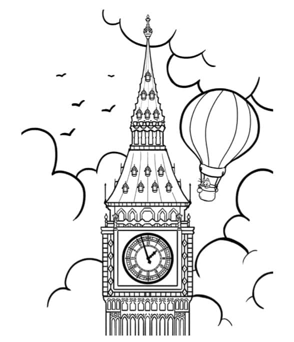 Tô màu Tháp Big Ben và Khinh Khí Cầu