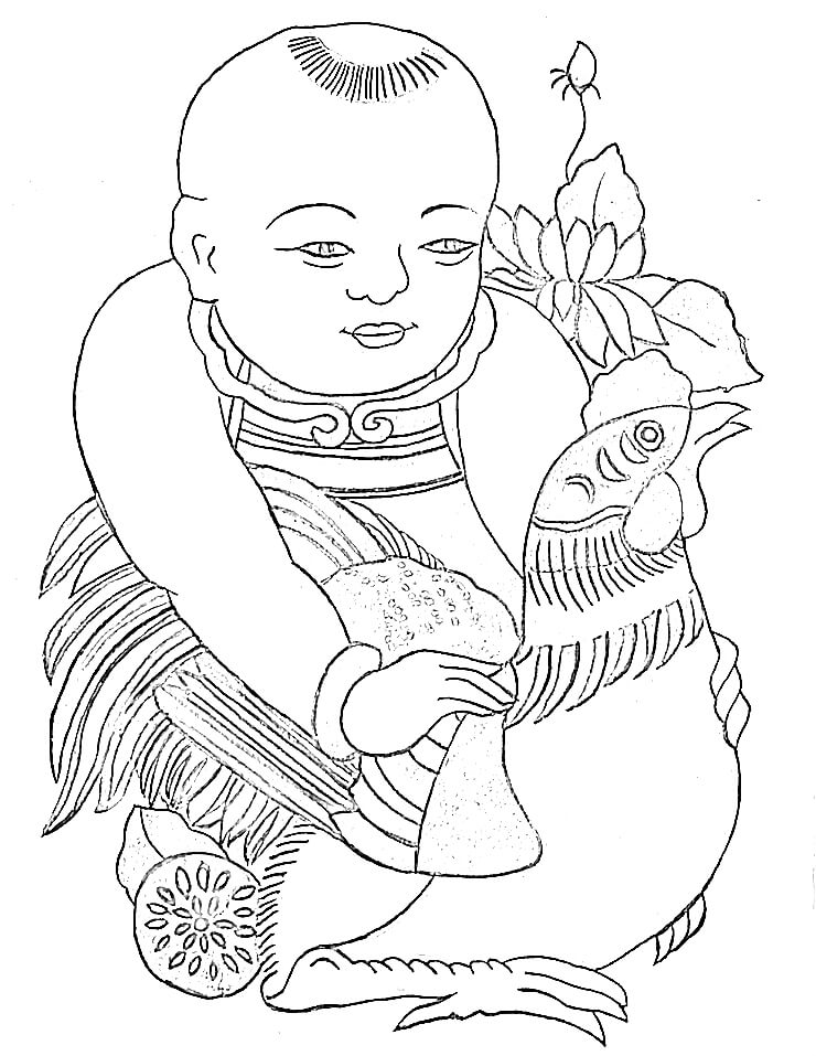 Tô màu Tranh Đông Hồ Vinh Hoa Phú Quý