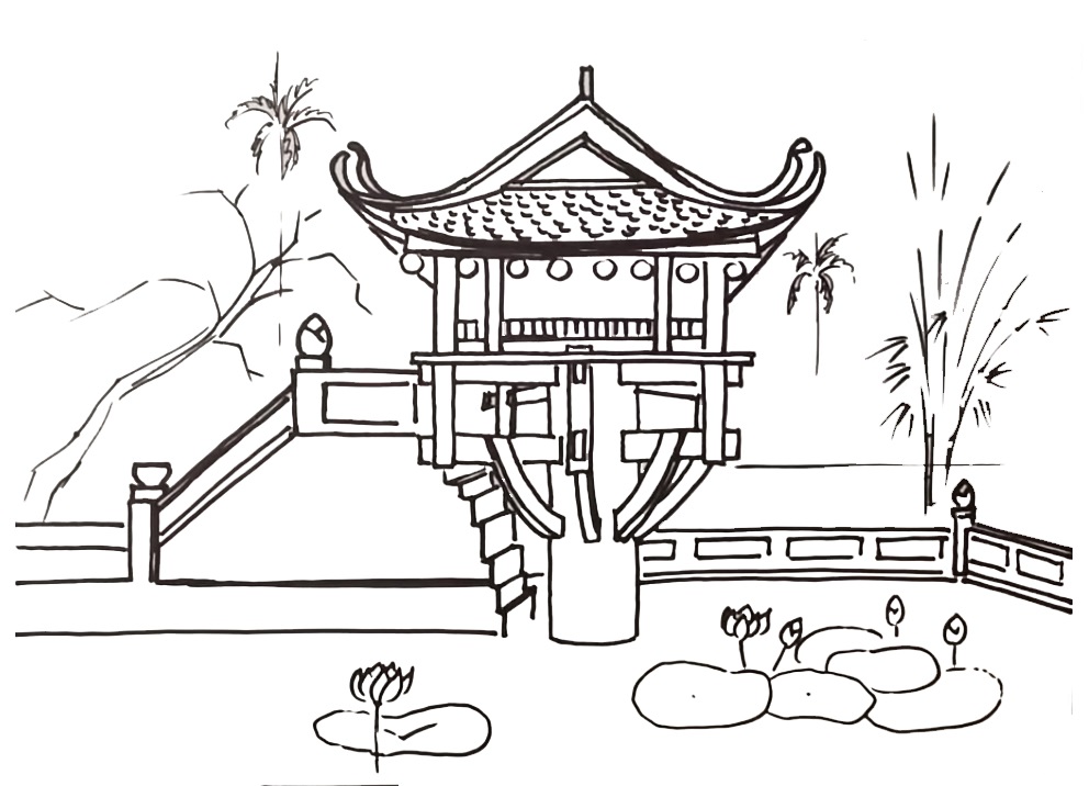 Tô màu Tranh Vẽ Chùa Một Cột
