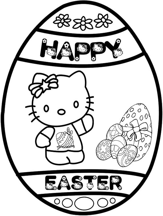 Tô màu trứng phục sinh hello kitty
