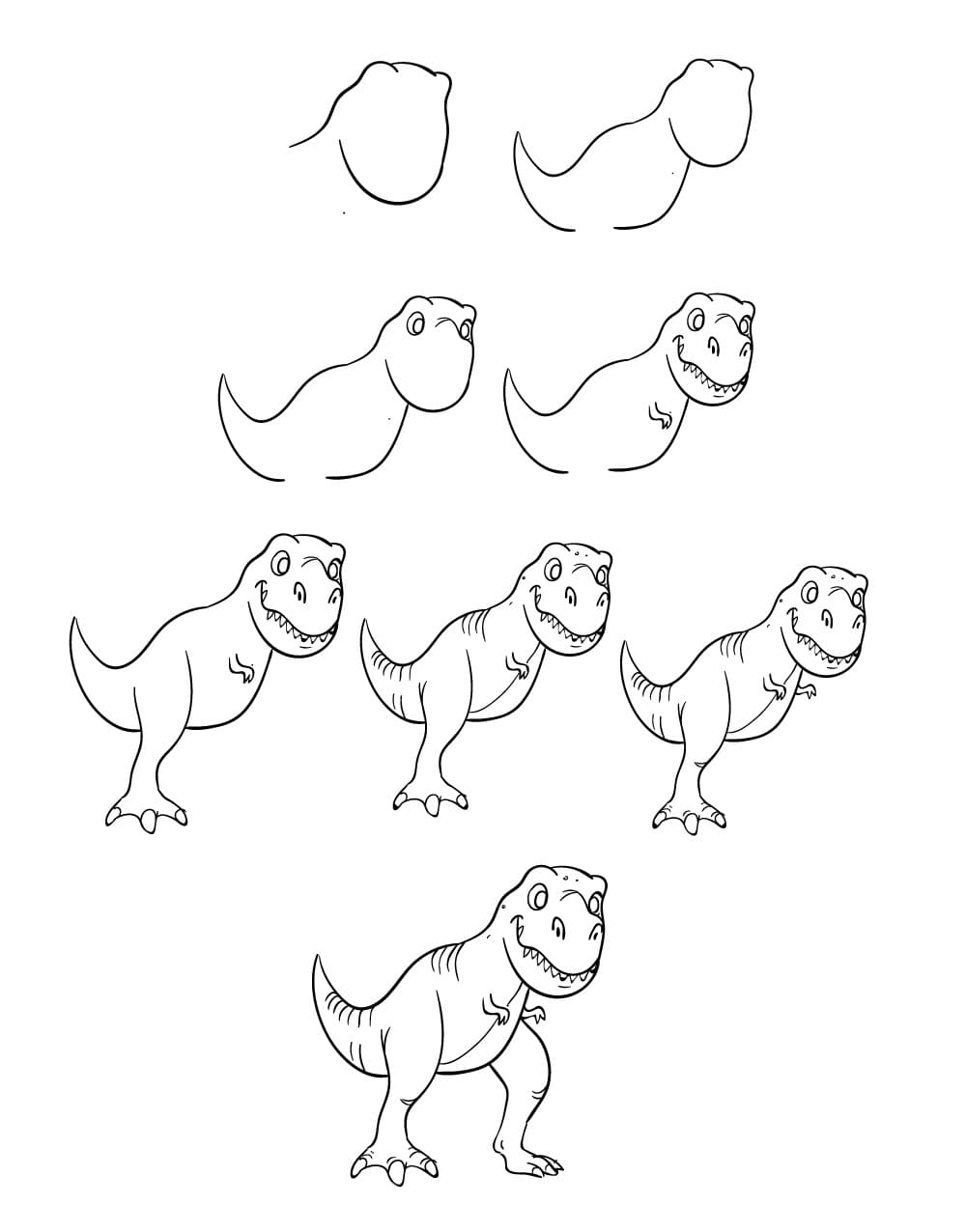 Tô màu Vẽ Khủng Long T-Rex Đáng Yêu