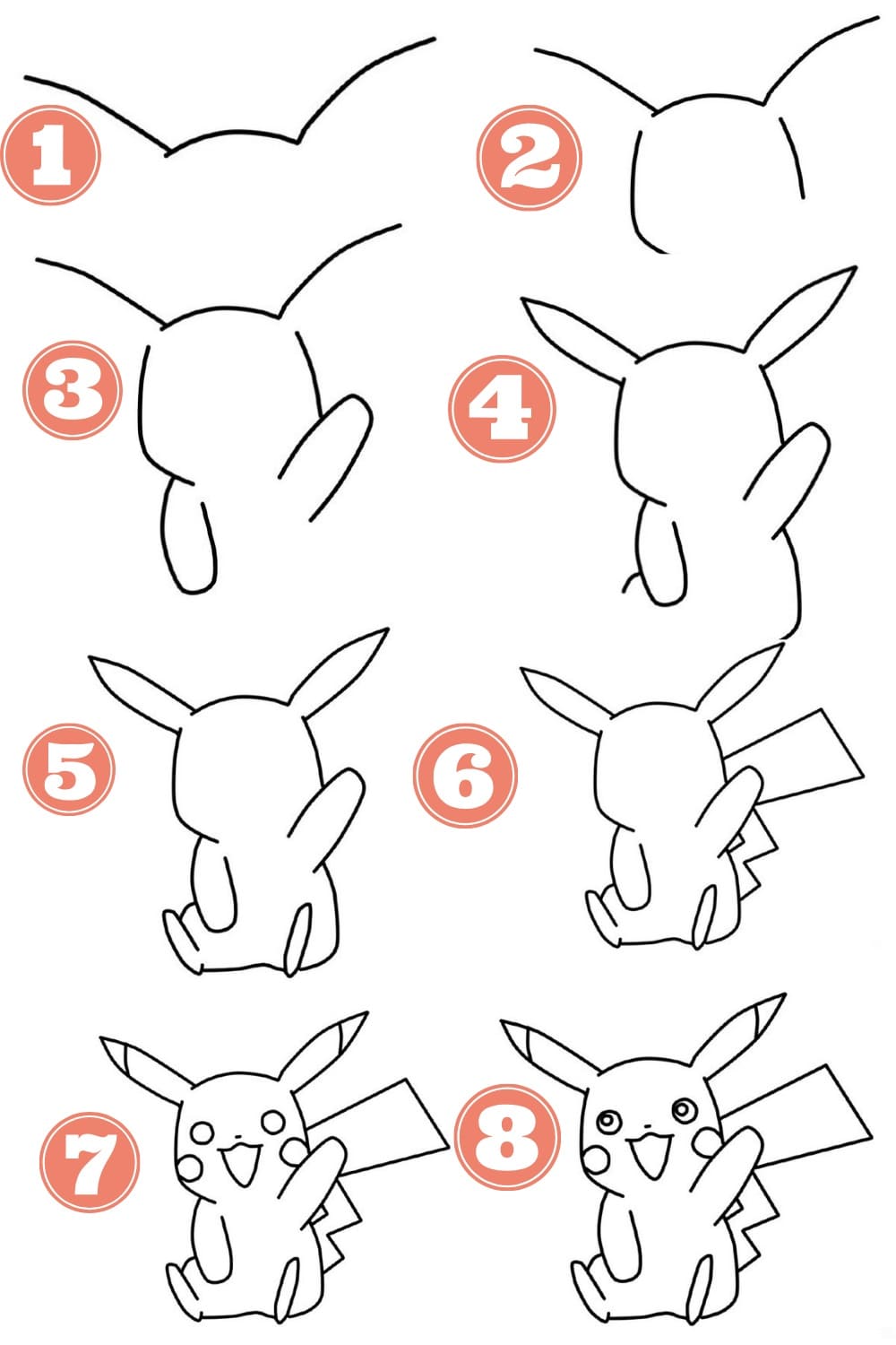 Tô màu Vẽ Pikachu Đơn Giản Theo Các Bước